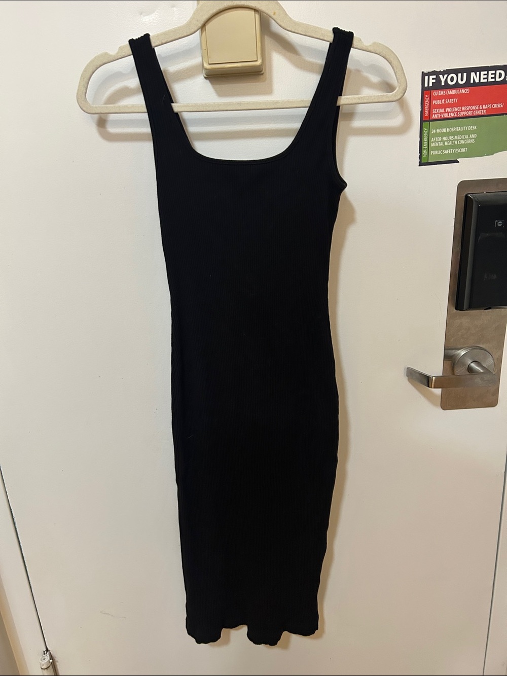Classic Black Ribbed Tank Dress - Women's Sleek Midi Bodycon